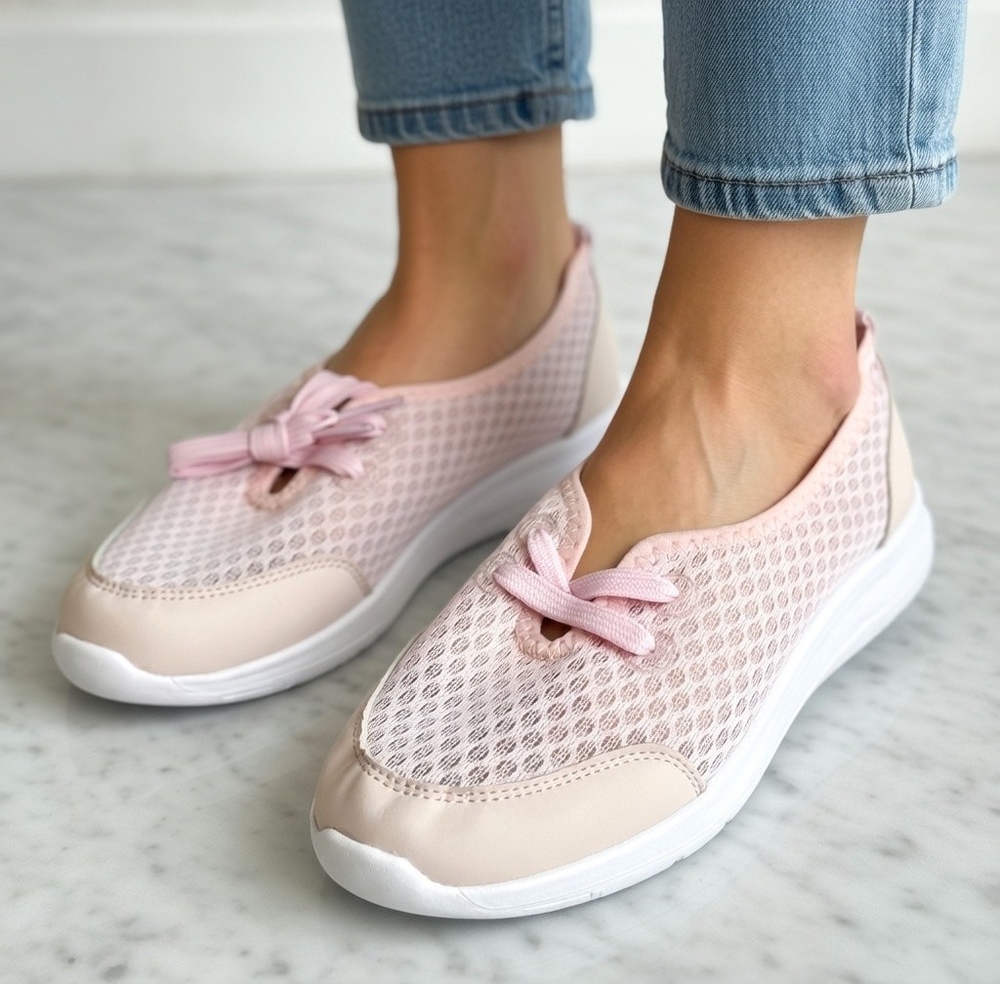 Womens Pink Mesh Orthopedic Comfort Walking Tennis Shoes Lace Up Soft Sole Sz 9